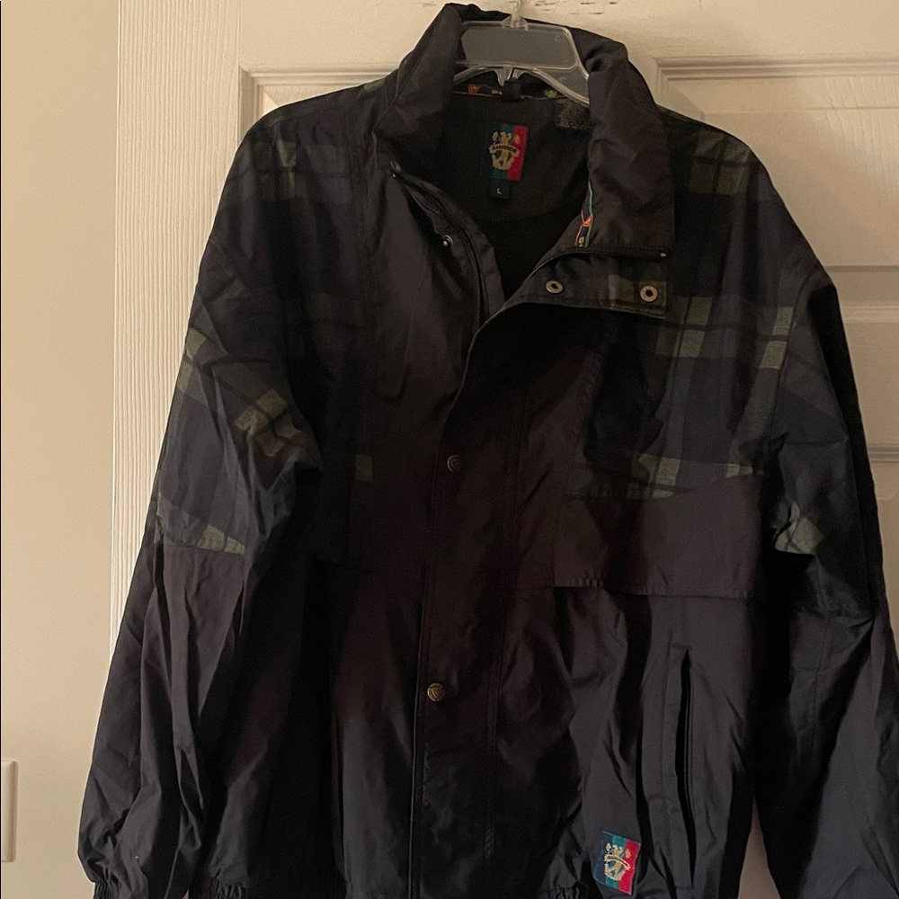 Sunice Men's Black and Navy Plaid Windbreaker - Picture 2 of 4